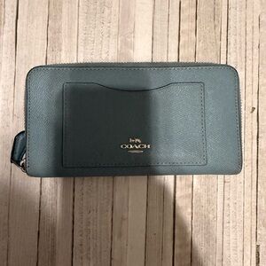 Coach Teal Leather Zip Wallet
